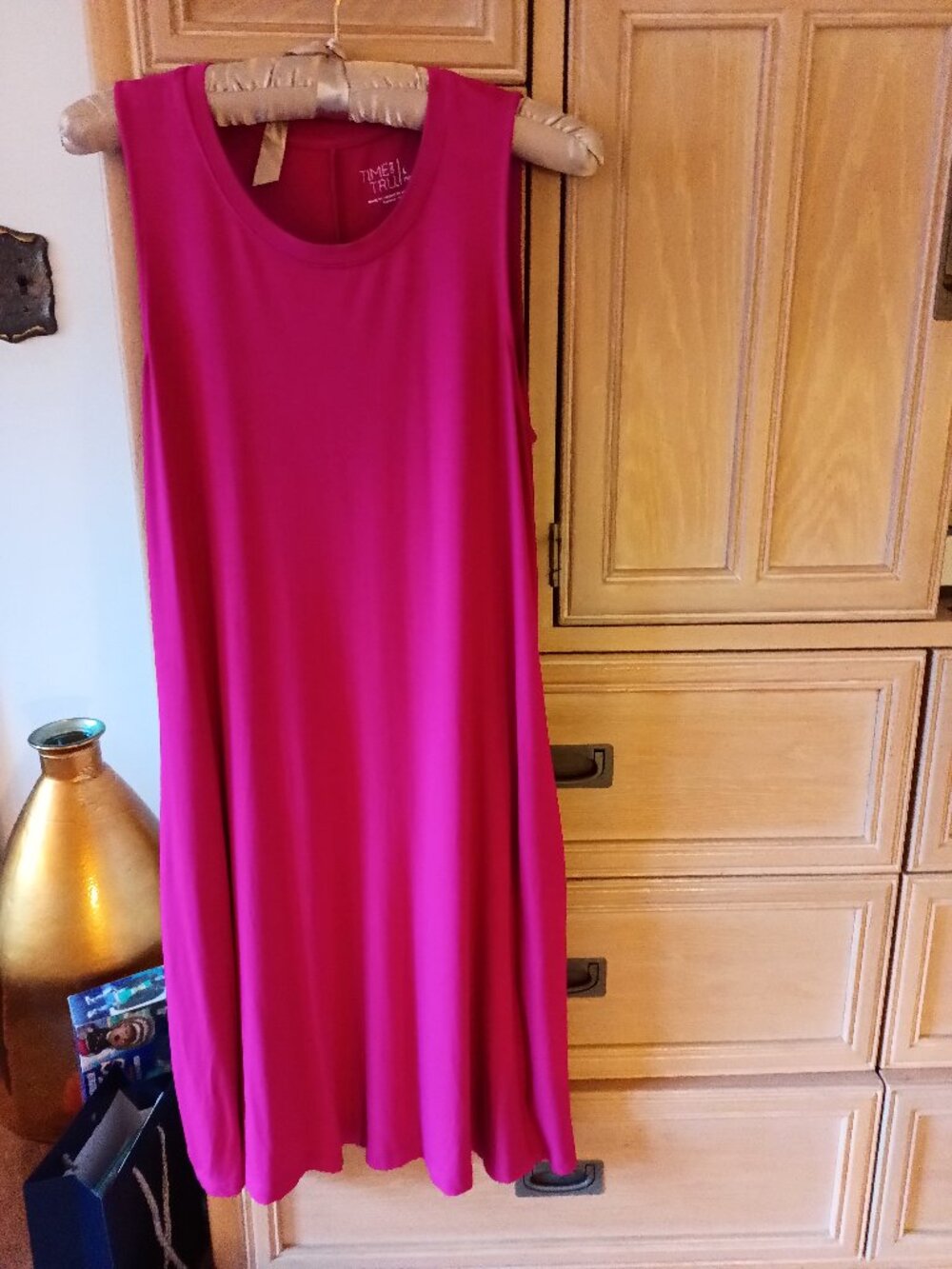 Time and Tru Sleeveless Knit Dress Pink Large 12-14 Women's EUC Worn Once